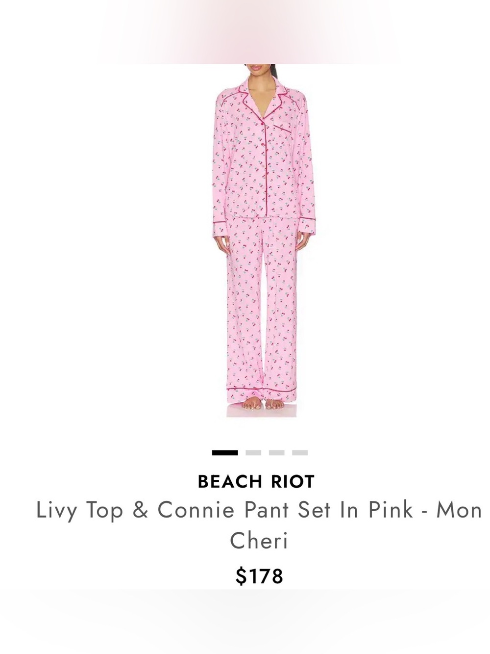 Beach Riot NWT Livy Top & Connie Pant Set in Pink - Mon - Cheri Size Large